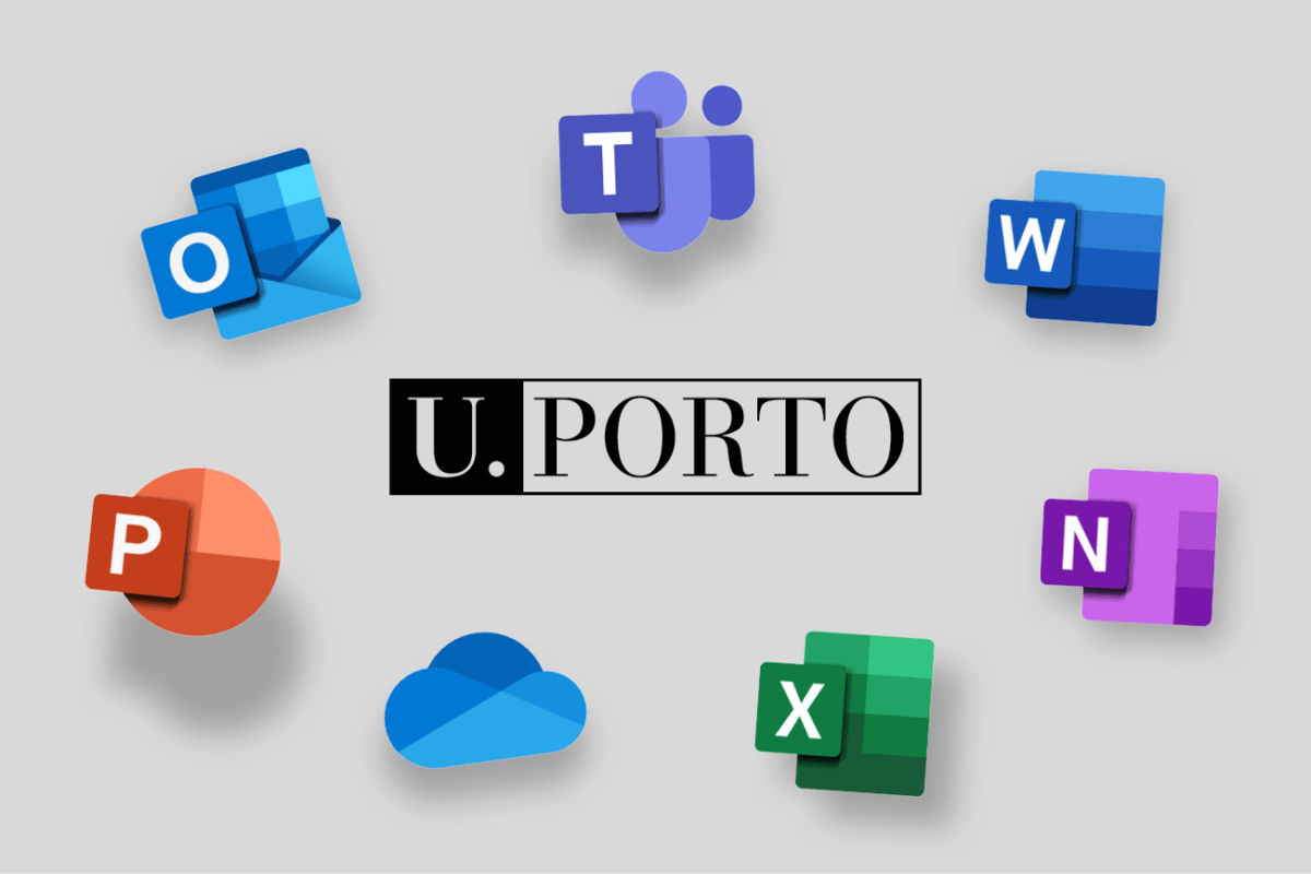 Ícones do Office 365 à volta do símbolo da U.Porto Ícones do Office 365 à volta do símbolo da U.Porto