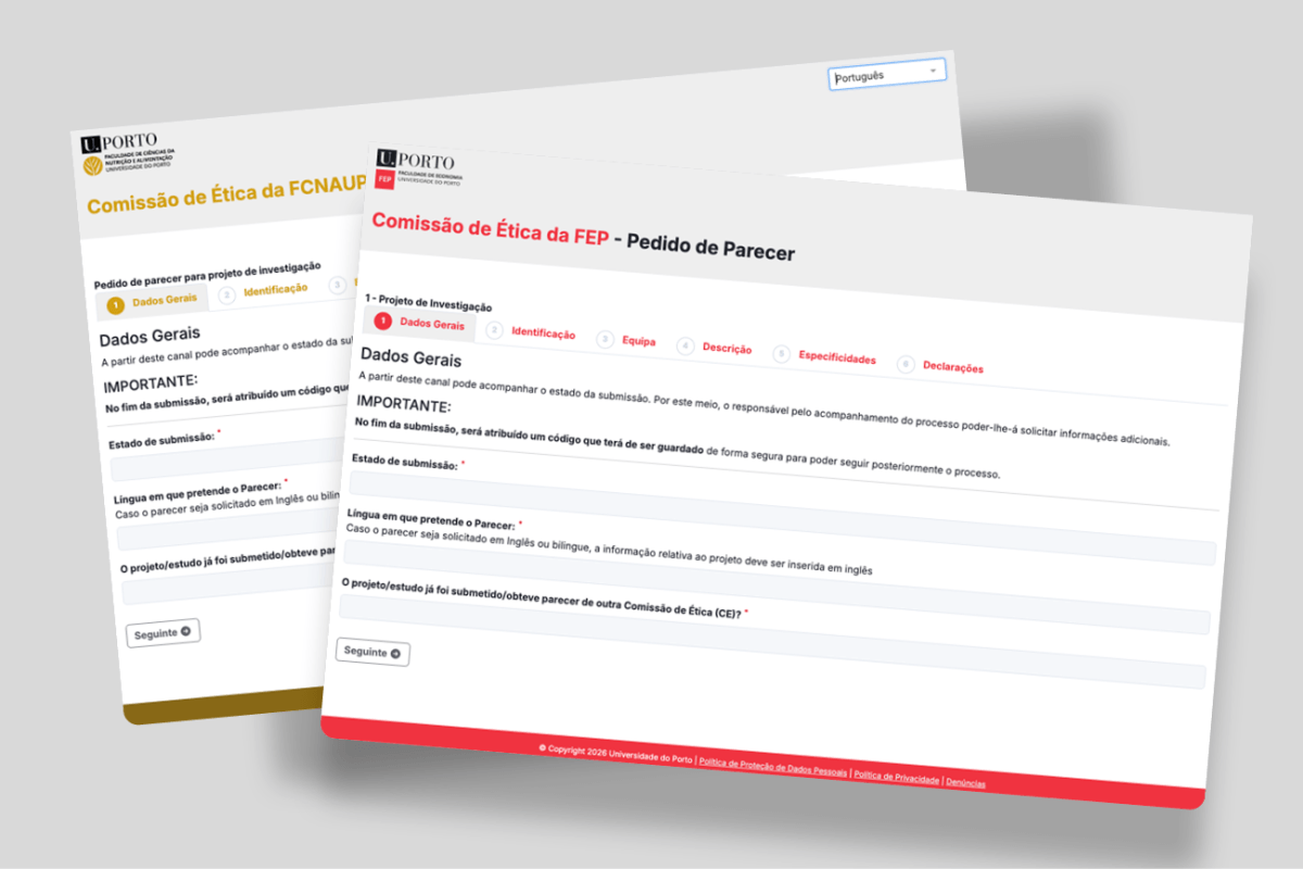 Páginas dos portais das comissões de ética da FCNAUP e da FEP.
